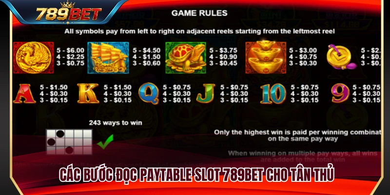 Paytable Slot 789BET – Đọc Bảng Trả Thưởng Trước Khi Chơi 4 Hướng dẫn cách xem paytable slot 789BET chi tiết